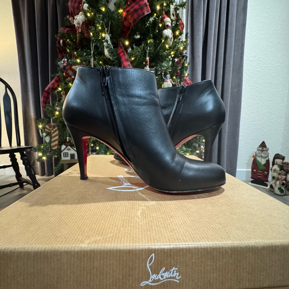 Christian Louboutin Belle 85 Red Sole Leather Ankle Boots